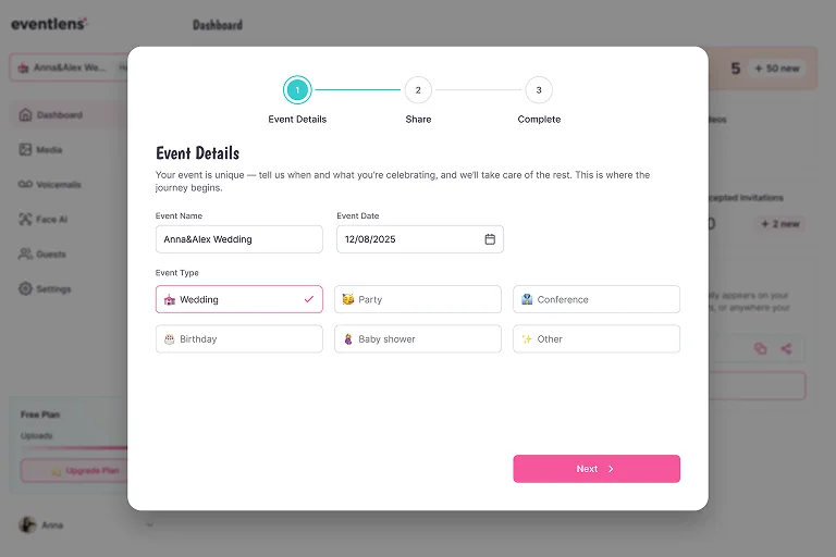 Creating an event album with Eventlens