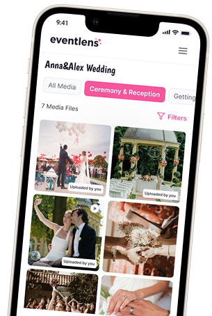 Private wedding photo gallery on a phone with Eventlens