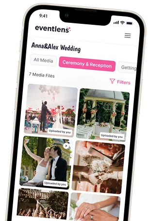 Private wedding photo gallery on a phone with Eventlens