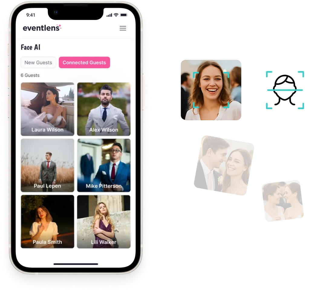 Eventlens FaceAI feature for finding event photos
