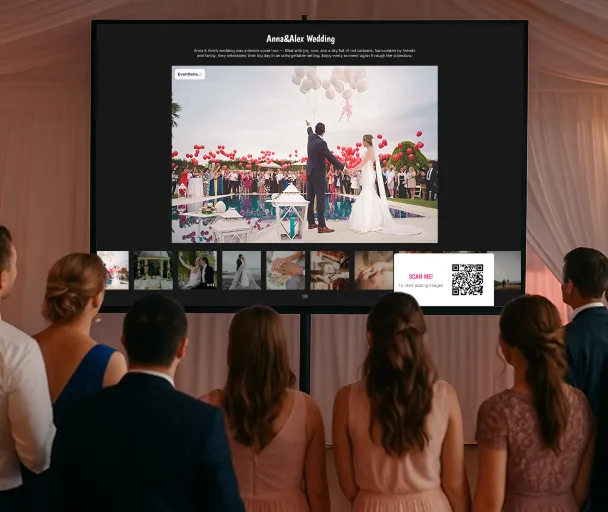 Galleria foto eventi dal vivo visualizzata su uno schermo