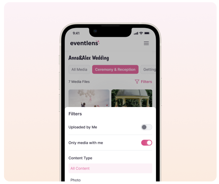Eventlens guest experience on a smartphone