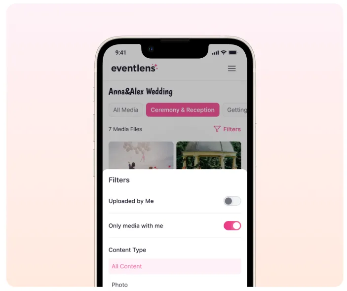 Esperienza ospite Eventlens su uno smartphone