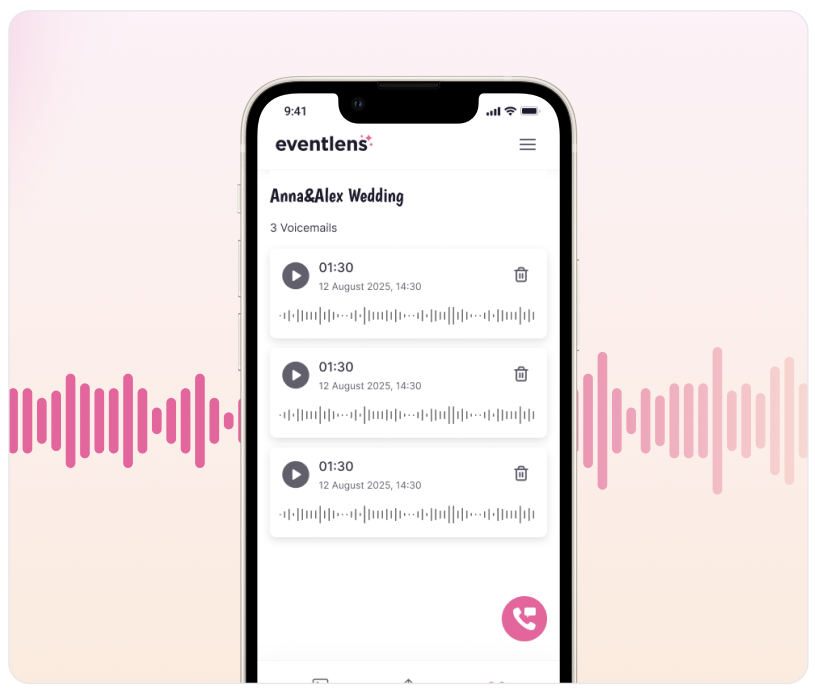 Guest leaving a voice message with the Eventlens audio guestbook