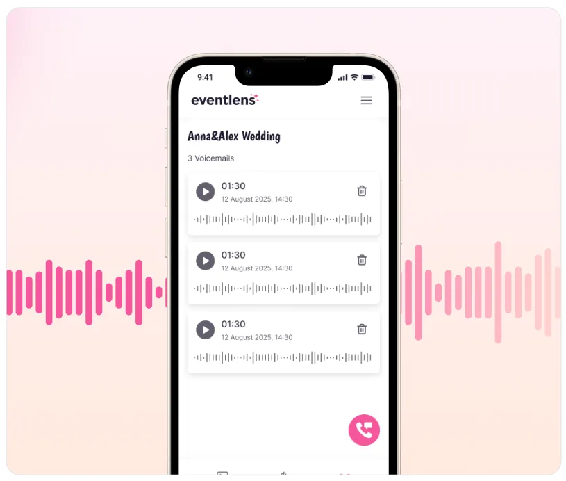 Gast hinterlässt eine Sprachnachricht im Eventlens Audio-Gästebuch