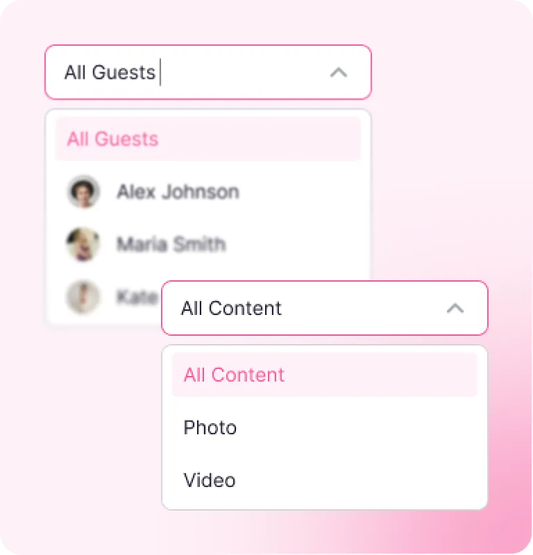 Clean, searchable Eventlens event photo gallery